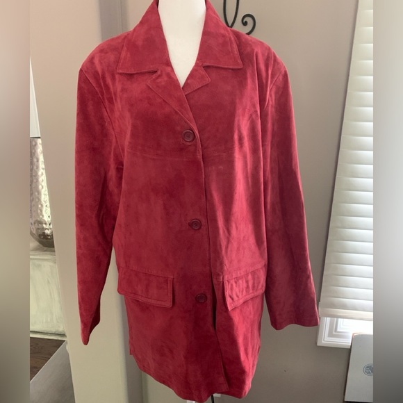 jessica holbrook Jackets & Blazers - Large Leather Elegant Red Women's Jacket P2P 22